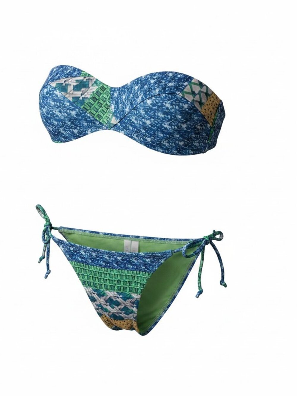 Água de Coco Blue & Green Printed Bikini Set - Size P (Small)
